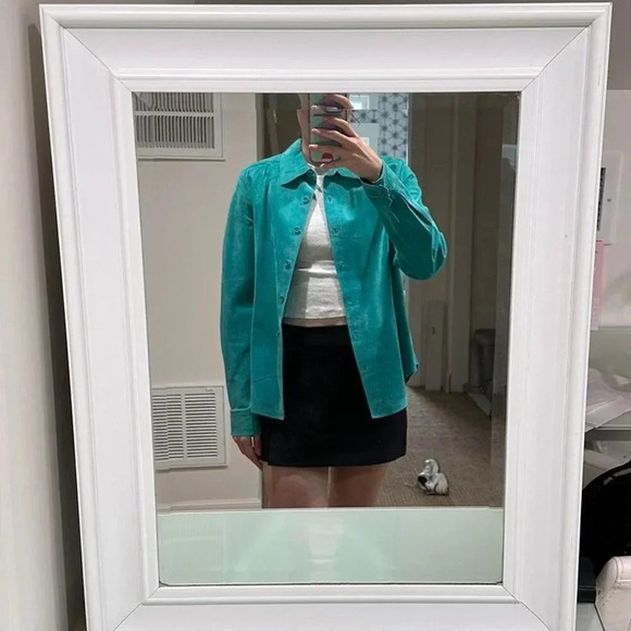 Vintage Turquoise Suede Shirt Jacket - Picture 6 of 6